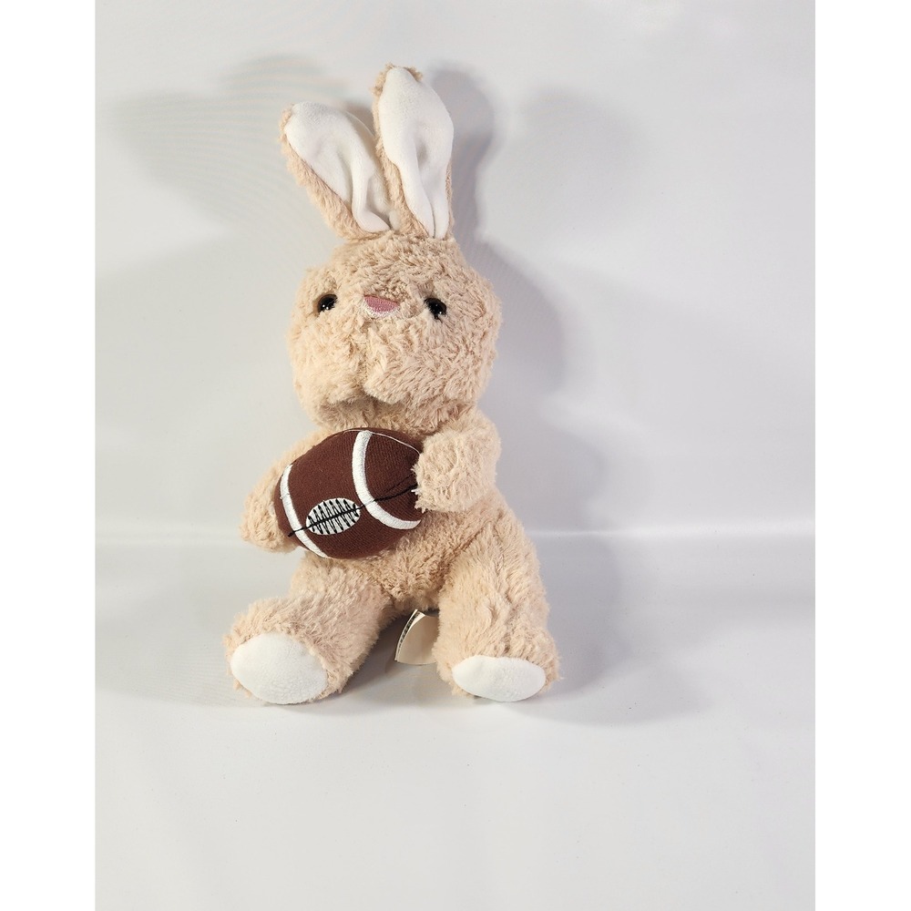 Hugfun International Tan Plush Bunny Rabbit Holding Football Stuffed Animal
